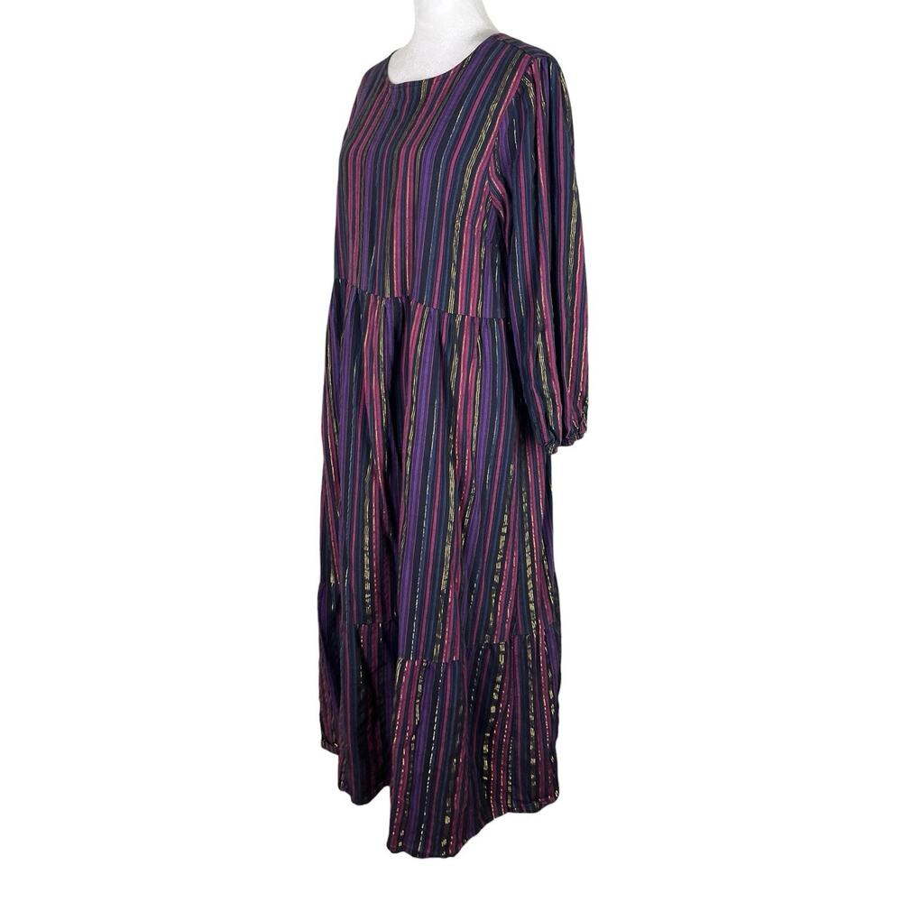 Marine Layer Alice Lurex Multi Stripe Midi Dress Boho Cottagecore Size Medium - Picture 5 of 9